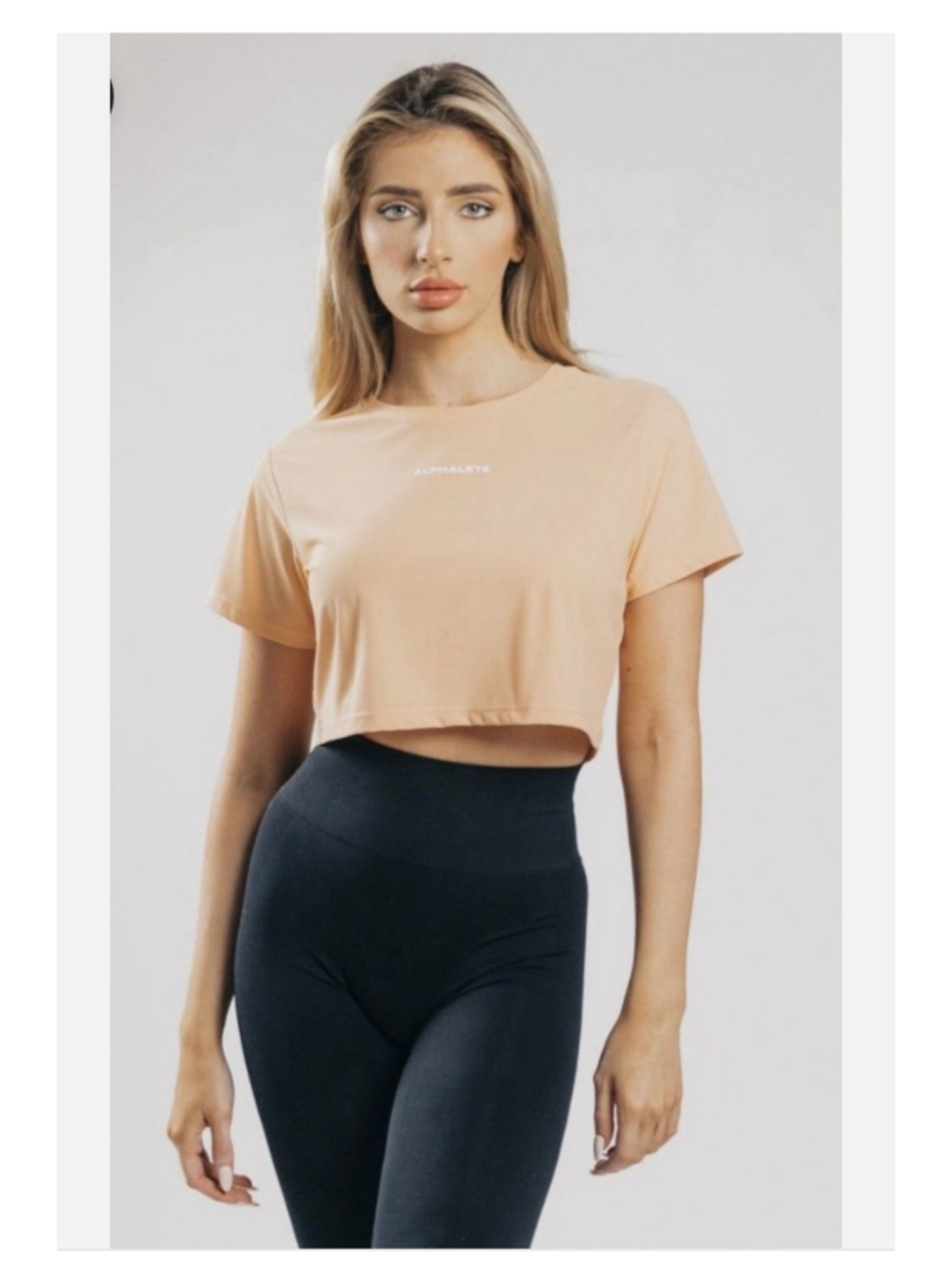 Women's Alphalete Signature Mesh Crop Top Size M Cheeky Coral
